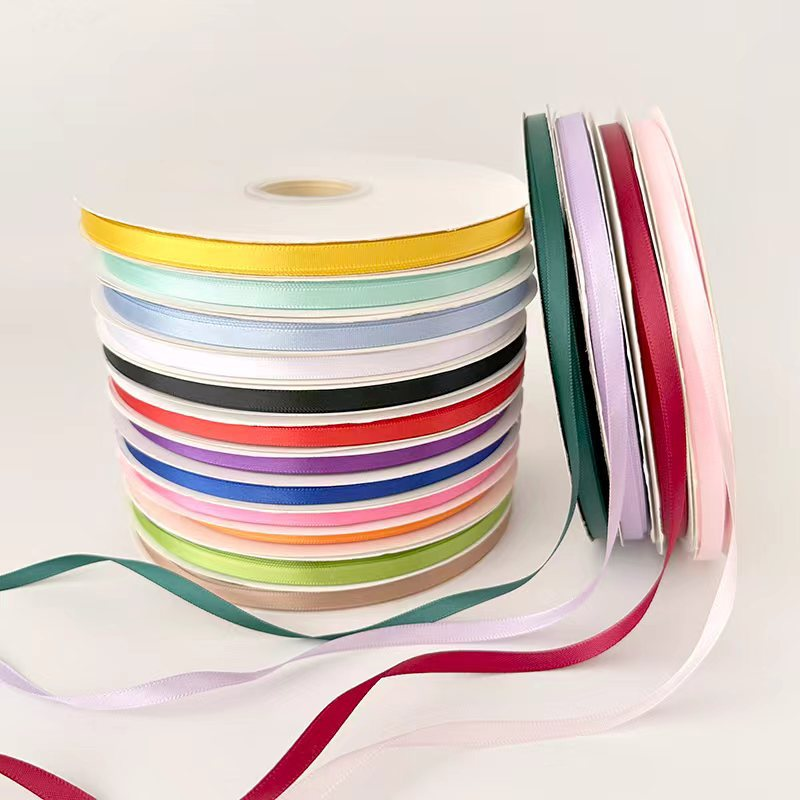 Polyester Satin Ribbon DIY Crafting Fabric Accessories Hair Ornaments Cake Decorations Braided Minimalist Style 6mm100Yards