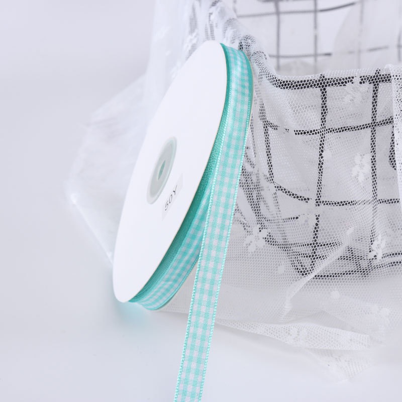 Plaid ribbon, bow ribbon for fresh flowers, gifts and pastries, floral packaging materials 1cm50Yards