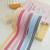 Sweet Gingham Woven Ribbon Satin Texture for Floral Bouquet Gift Packing 2.5cm15Yards