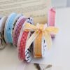 Sweet Gingham Woven Ribbon Satin Texture for Floral Bouquet Gift Packing 2.5cm15Yards