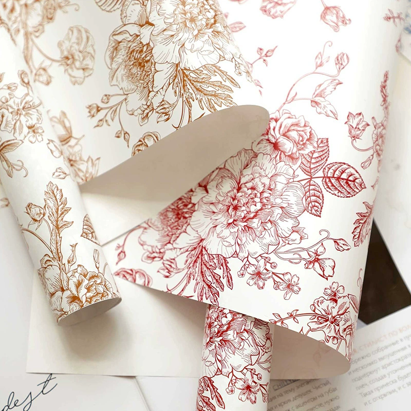 Waterproof floral packaging paper with European-style printing35cm*50cm*20