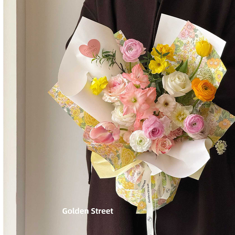 Spring Floral Art Paper Waterproof Pastoral Floral Flower Wrapping Paper38cm*54cm*10