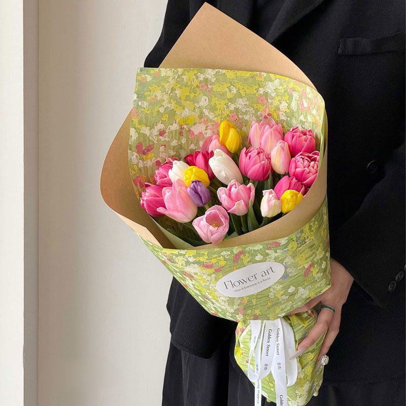 Spring Floral Art Paper Waterproof Pastoral Floral Flower Wrapping Paper38cm*54cm*10