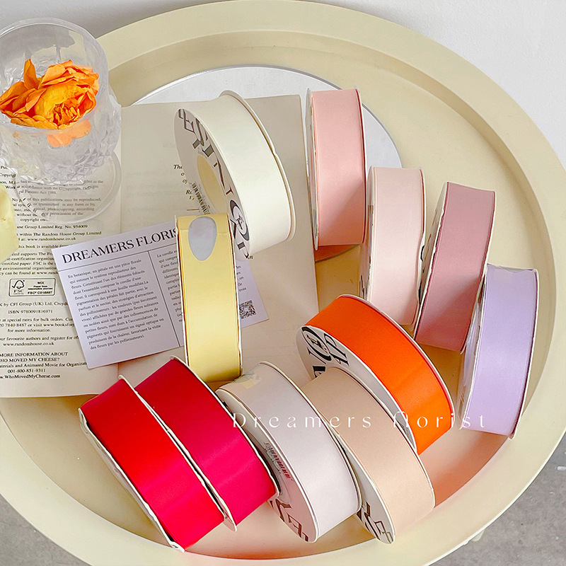 Double-sided matte ribbon with high-quality bow tie2.5*20Yards