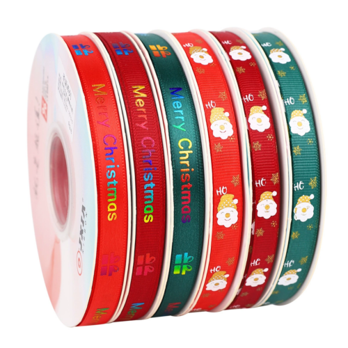 Christmas decorative ribbons, Christmas silk ribbons, 1cm, 50Y