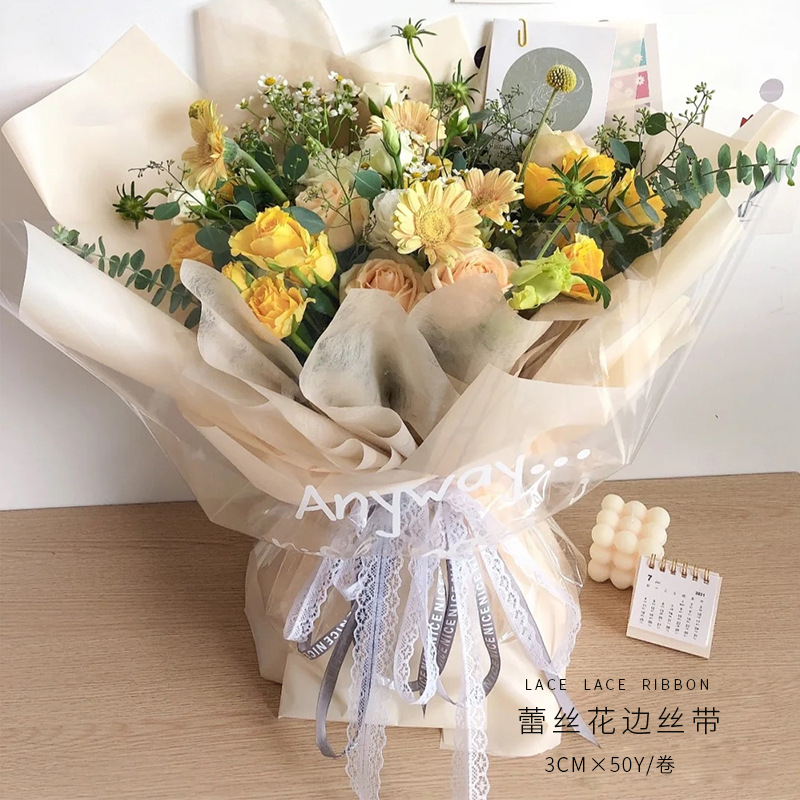 Lace, Fresh Flowers, Cake, Gift Box, and Ribbon3cm*50Yards