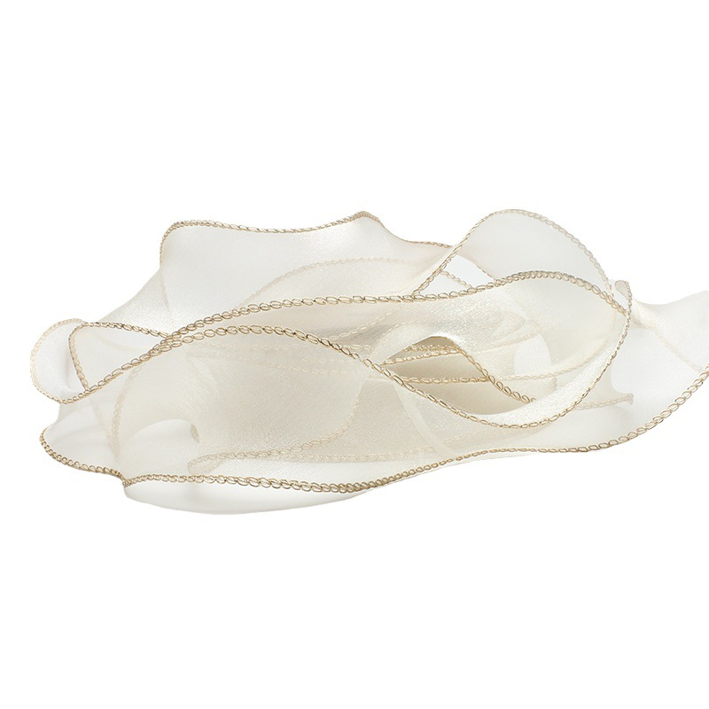 Mermaid-Tail Organza Ribbon with Iridescent Gold Edging4cm*9Y