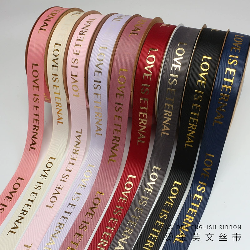 Gold-Stamped English-Text Ribbon2.5cm*35Y