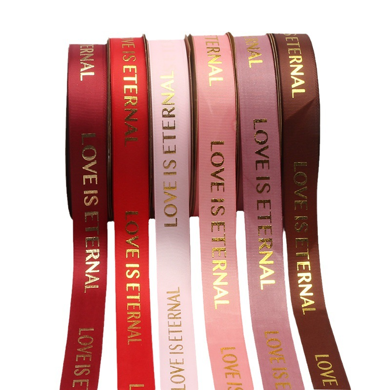 Gold-Stamped English-Text Ribbon2.5cm*35Y