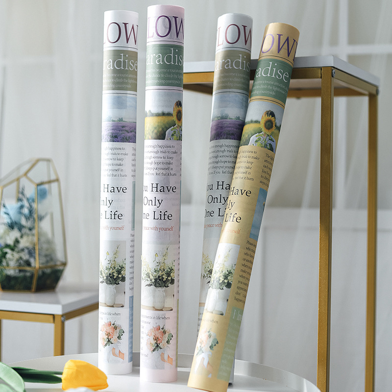 Waterproof English-Print Floral Wrapping Paper
