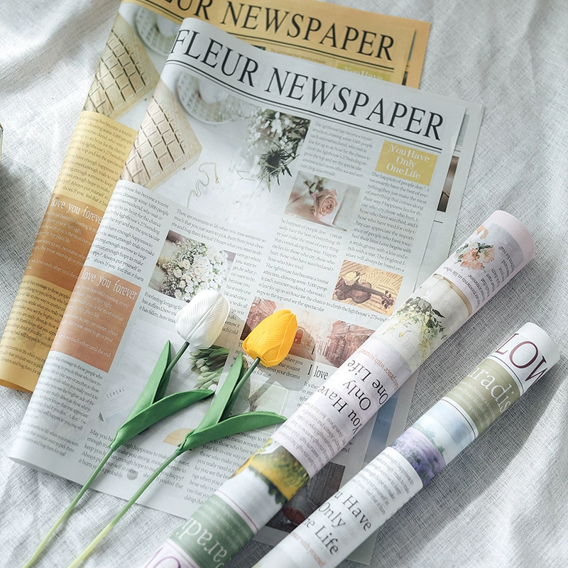 Waterproof English-Print Floral Wrapping Paper