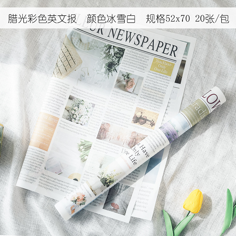 Waterproof English-Print Floral Wrapping Paper