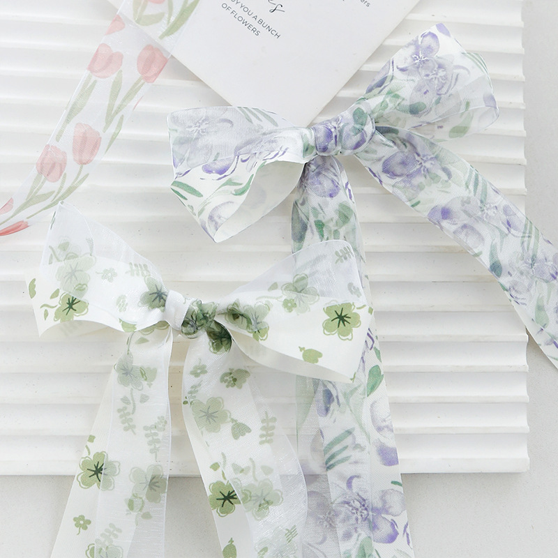 Floral Packaging Cotton and Gauze Ribbon2.5cm*25Y