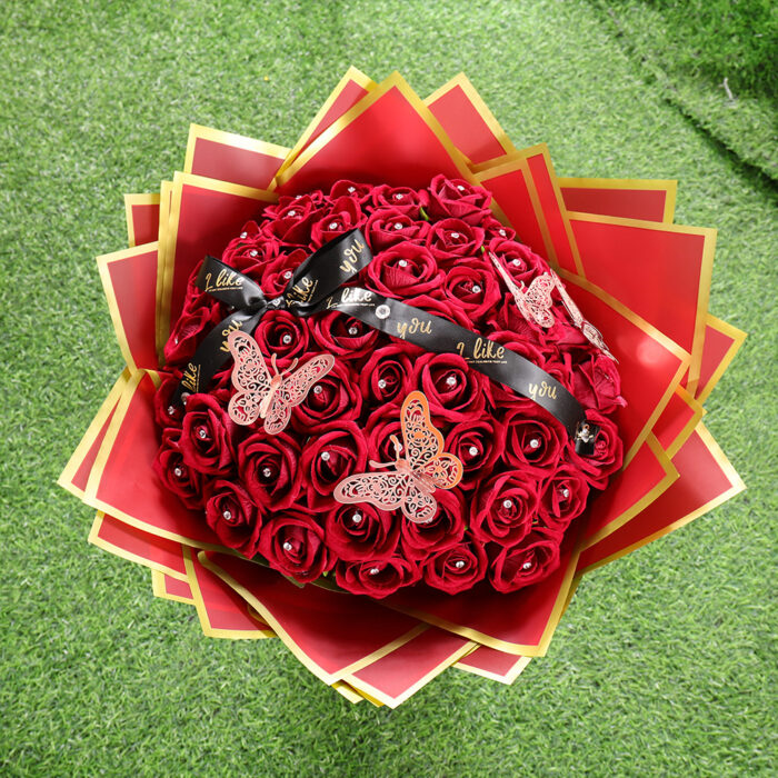 Gold-Rimmed Jelly Flower Wrapping Paper