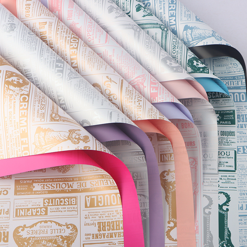 Newspaper-style Floral Wrapping Paper