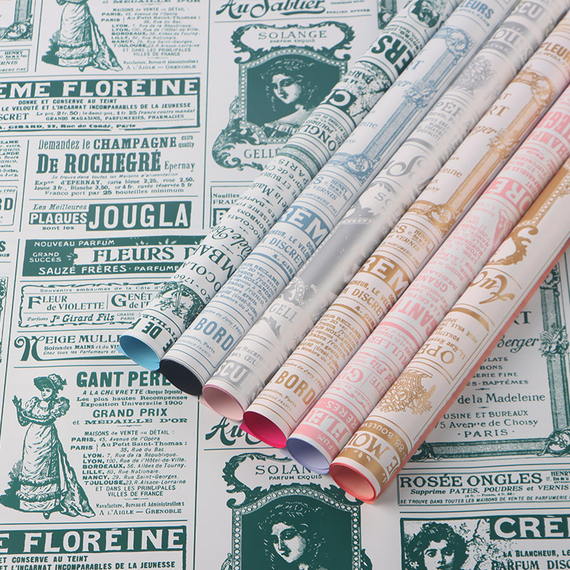 Newspaper-style Floral Wrapping Paper