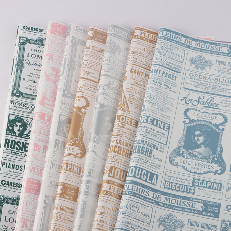 Newspaper-style Floral Wrapping Paper