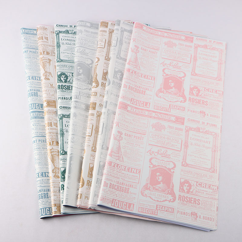 Newspaper-style Floral Wrapping Paper