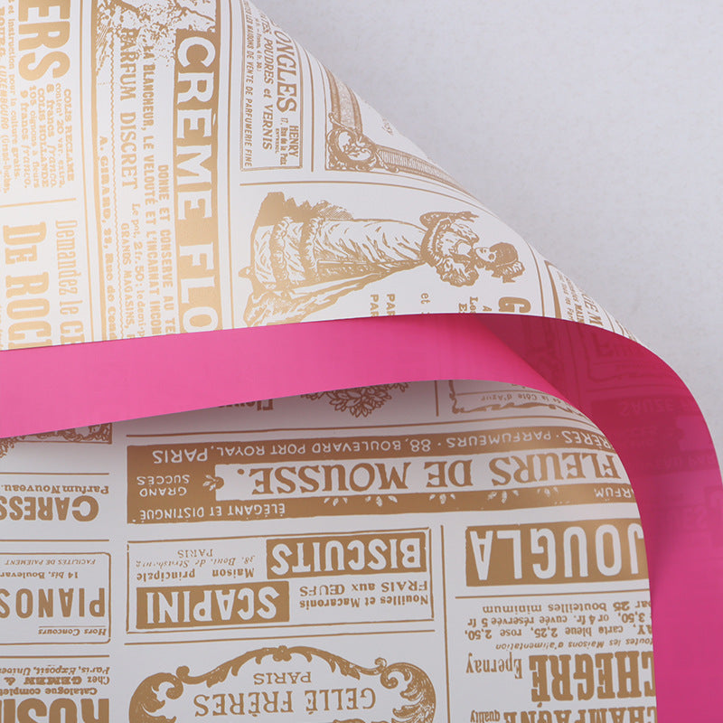 Newspaper-style Floral Wrapping Paper