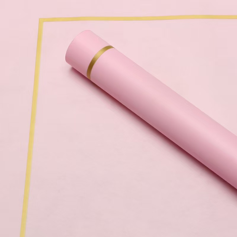 Gold-Rimmed Minimalist Floral Wrapping Paper