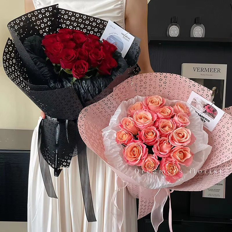 Elegant Floral Cutout Bouquet Wrapping Paper