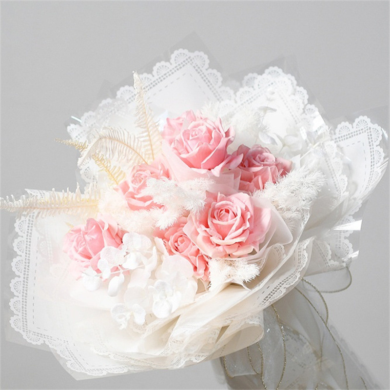 Lace-Edged Cellophane Flower Wrapping Paper