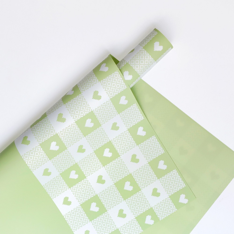 Heart-Patterned Plaid Wrapping Paper