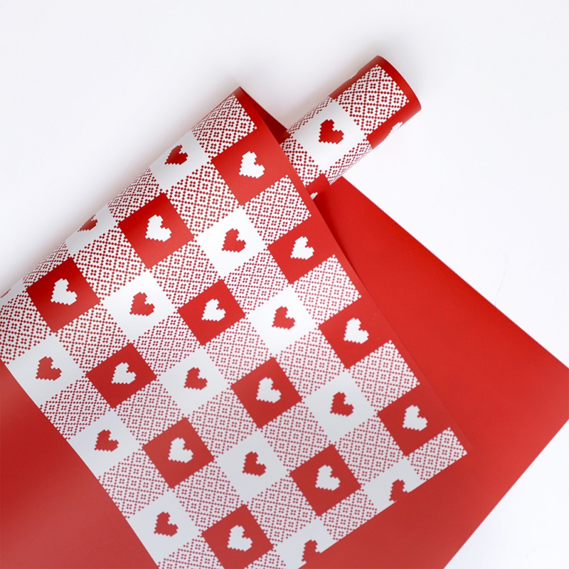 Heart-Patterned Plaid Wrapping Paper