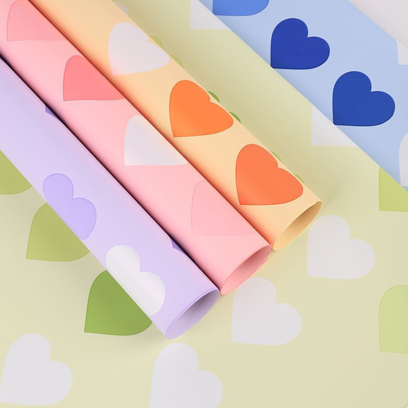 Neon Heart and Floral Wrapping Paper