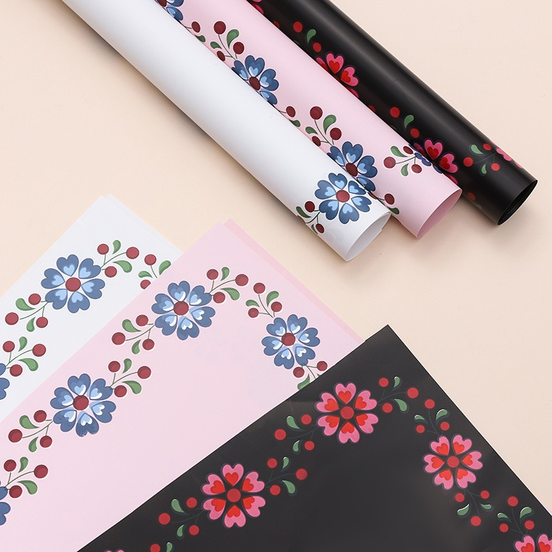 LR Petal-Bordered Floral Wrapping Paper