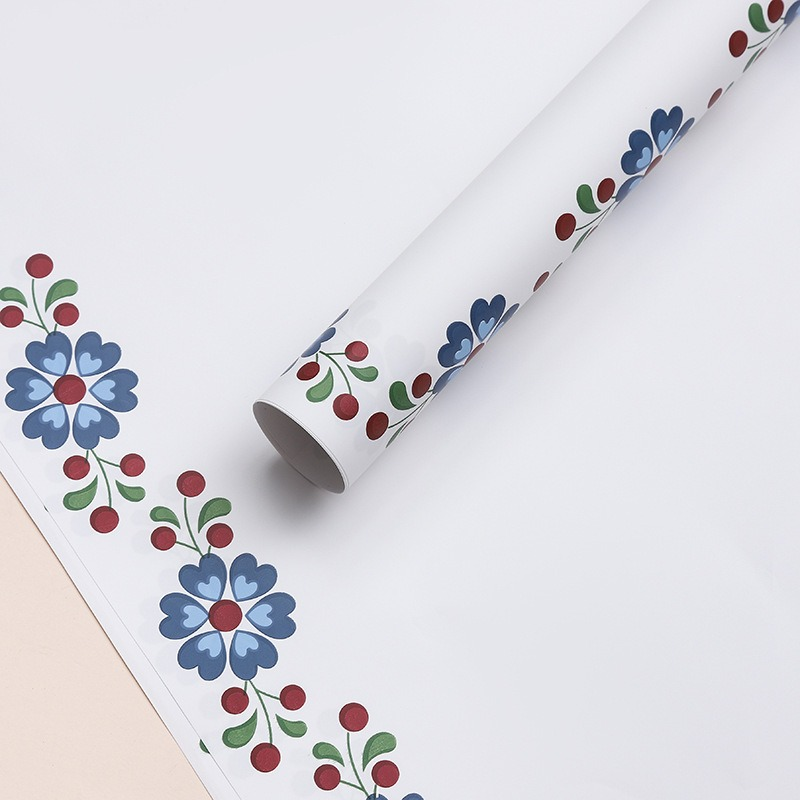 LR Petal-Bordered Floral Wrapping Paper