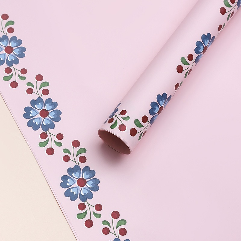 LR Petal-Bordered Floral Wrapping Paper