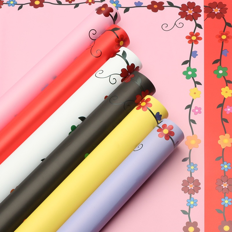 LR Colorful Floral-Bordered Wrapping Paper