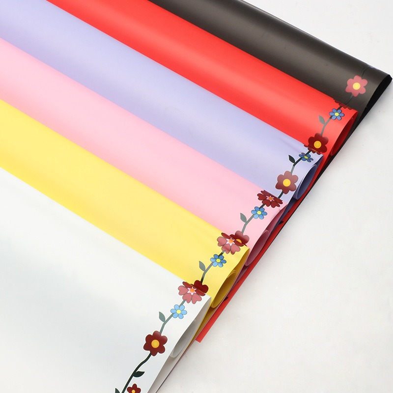 LR Colorful Floral-Bordered Wrapping Paper