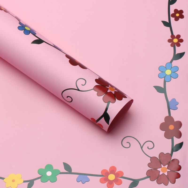LR Colorful Floral-Bordered Wrapping Paper