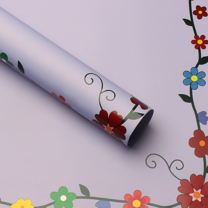 LR Colorful Floral-Bordered Wrapping Paper