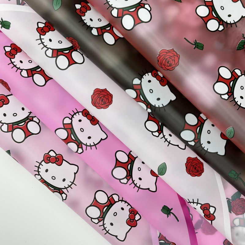 LR Rose & Hello Kitty Floral Wrapping Paper
