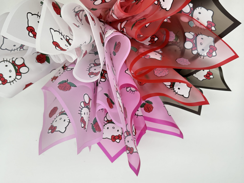 LR Rose & Hello Kitty Floral Wrapping Paper
