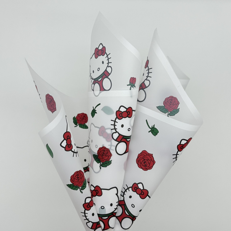LR Rose & Hello Kitty Floral Wrapping Paper