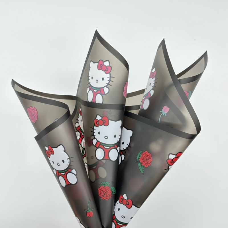 LR Rose & Hello Kitty Floral Wrapping Paper