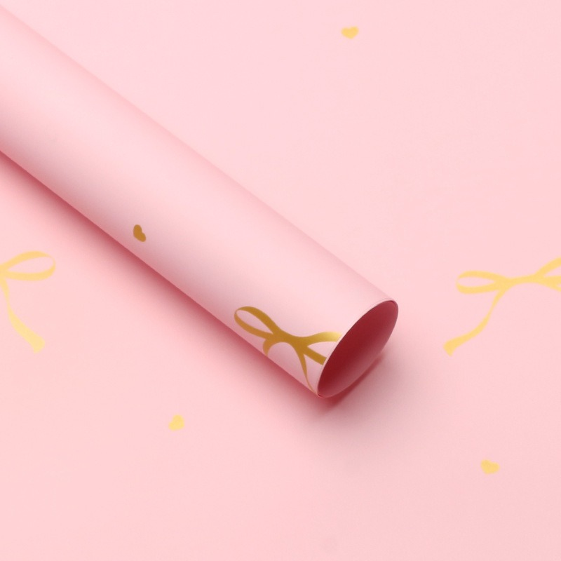 LR Flower Wrapping Paper with Heart-Shaped Knot Design