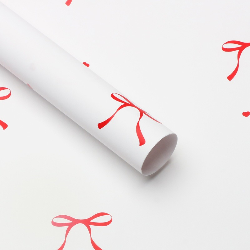 LR Flower Wrapping Paper with Heart-Shaped Knot Design