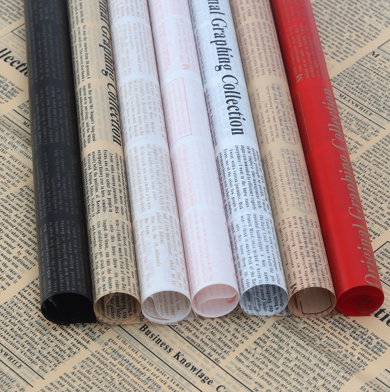 LR Letter & Newspaper-Themed Floral Wrapping Paper