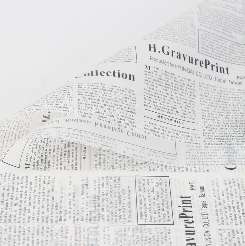 LR Letter & Newspaper-Themed Floral Wrapping Paper