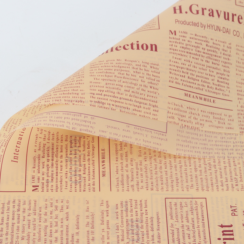 LR Letter & Newspaper-Themed Floral Wrapping Paper