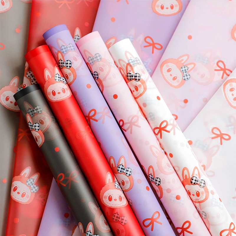 LR LABUBU Bowknot Bouquet Wrapping Paper