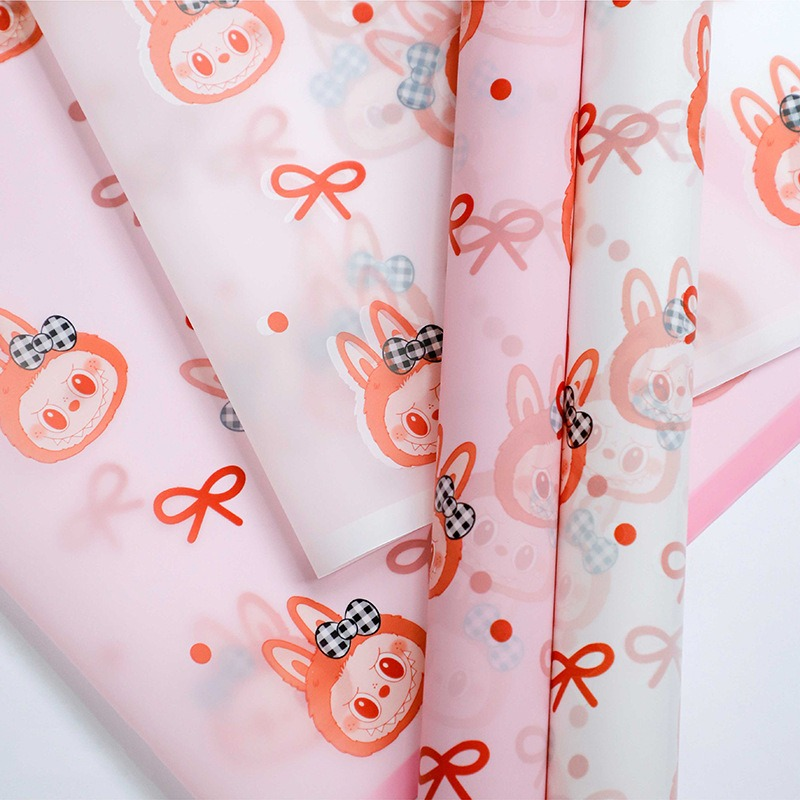 LR LABUBU Bowknot Bouquet Wrapping Paper