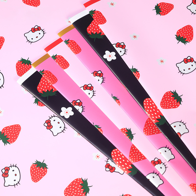 LR Hello Kitty Cat, Strawberry, and Floral Wrapping Paper