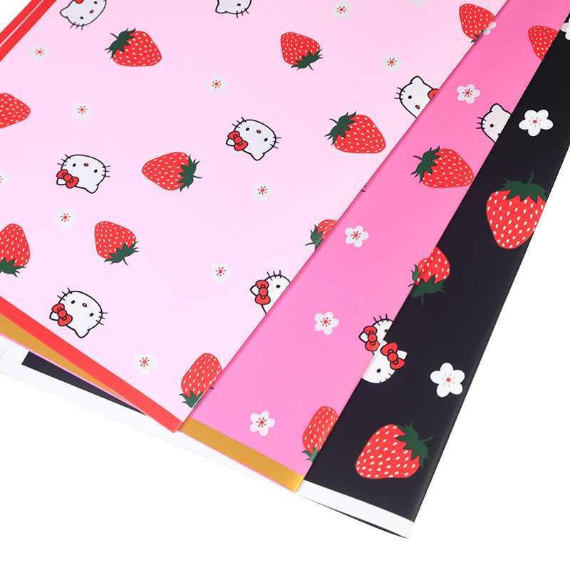 LR Hello Kitty Cat, Strawberry, and Floral Wrapping Paper