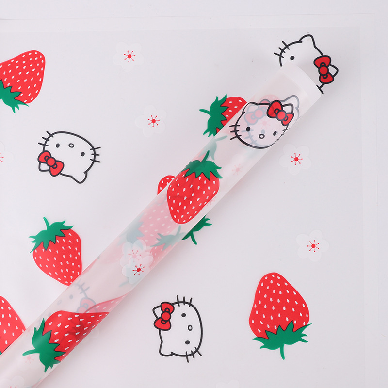 LR Hello Kitty Cat, Strawberry, and Floral Wrapping Paper